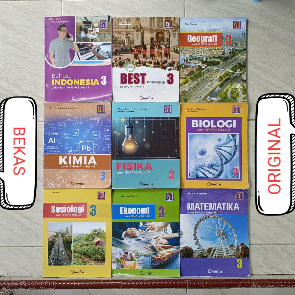 ( BUKU BEKAS ) ( ORIGINAL ) Kelas 12 XII 3 III SMA MA Penerbit Quadra Kurikulum Merdeka - Bahasa Ind