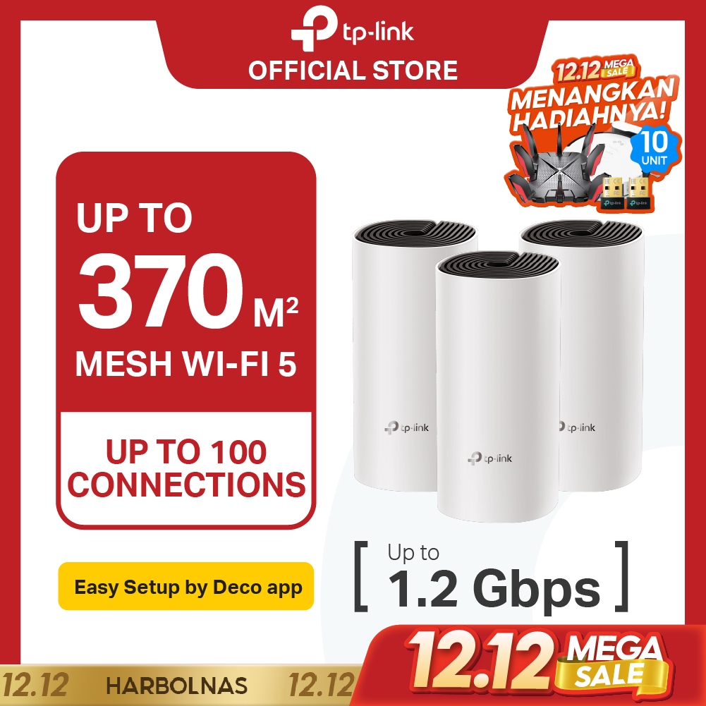 TP-Link Deco M4 | AC1200 Mesh WiFi System | Dual Band | Gigabit | WiFi 5 | Gigabit Port | 1/2/3 Pack