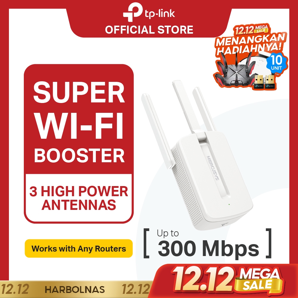 TP-Link | Mercusys MW300RE | 300Mbps Wi-Fi Range Extender | Penguat Sinyal WiFi | Repeater | WPS