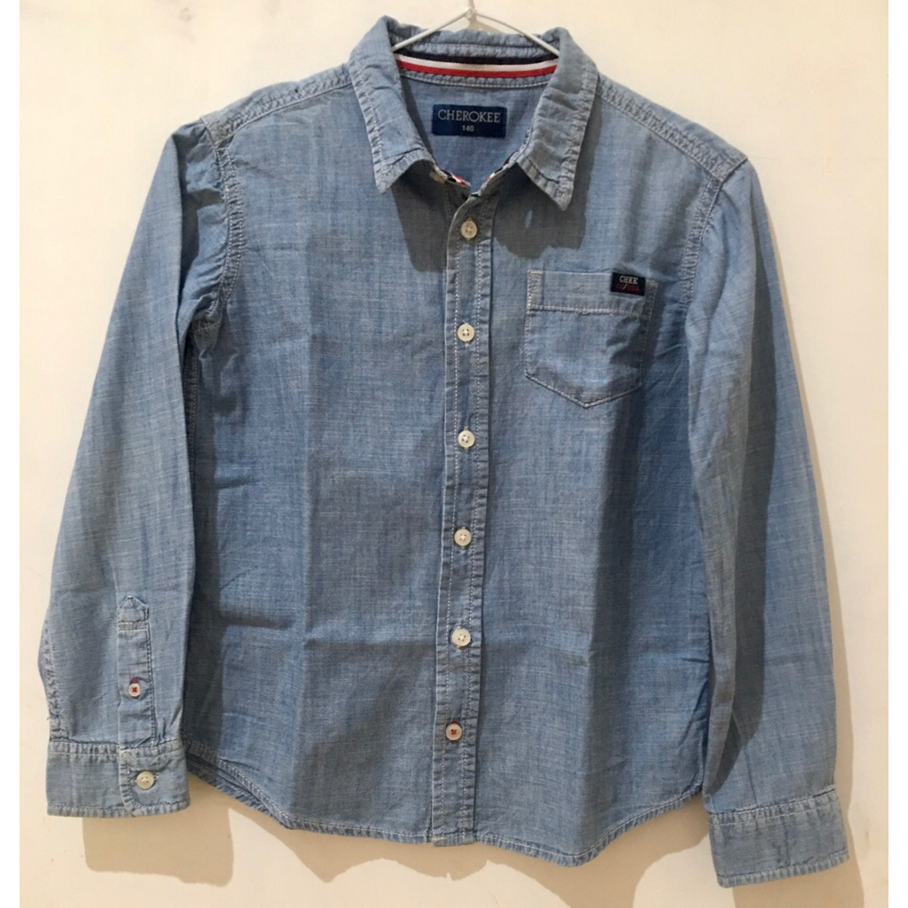 Atasan CHEROKEE Size 140 Kemeja Anak Cowok Remaja Denim Preloved