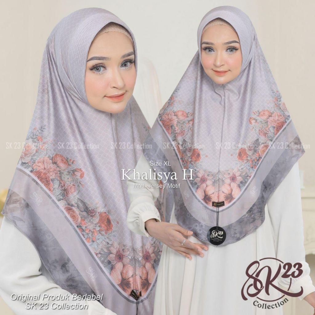 [SK23] KHALISYA H XL•hijab instan pet motif•hijab jerseh motif•jilbab motif jumbo•kerudung motif sya