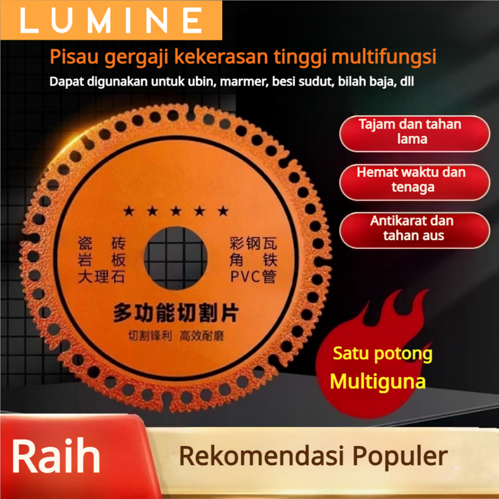 Cakram pemotong komposit multifungsi untuk penggiling sudut, kaca, ubin keramik, lempengan, dan seme