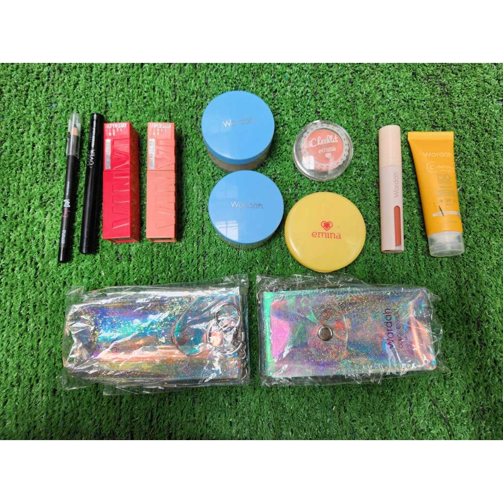 ( EMINA WARDAH )Produk Kosmetik Bermerek Tanpa dus dengan Kondisi Baru Lip cream Liptint Foundation