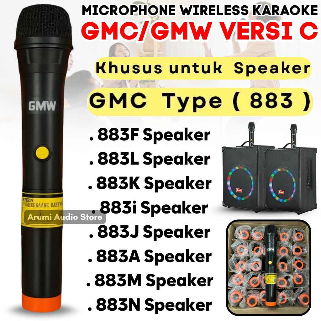 Microphone Nirkabel GMC/GMW Versi C , Microphone Karaoke khusus Speaker GMC ( Mic wireless isi 1PCS)