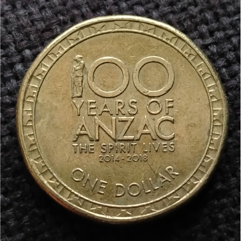 Koin Kuno Australia 1 Dollar Commemorative 100 years of ANZAC 2014-2018