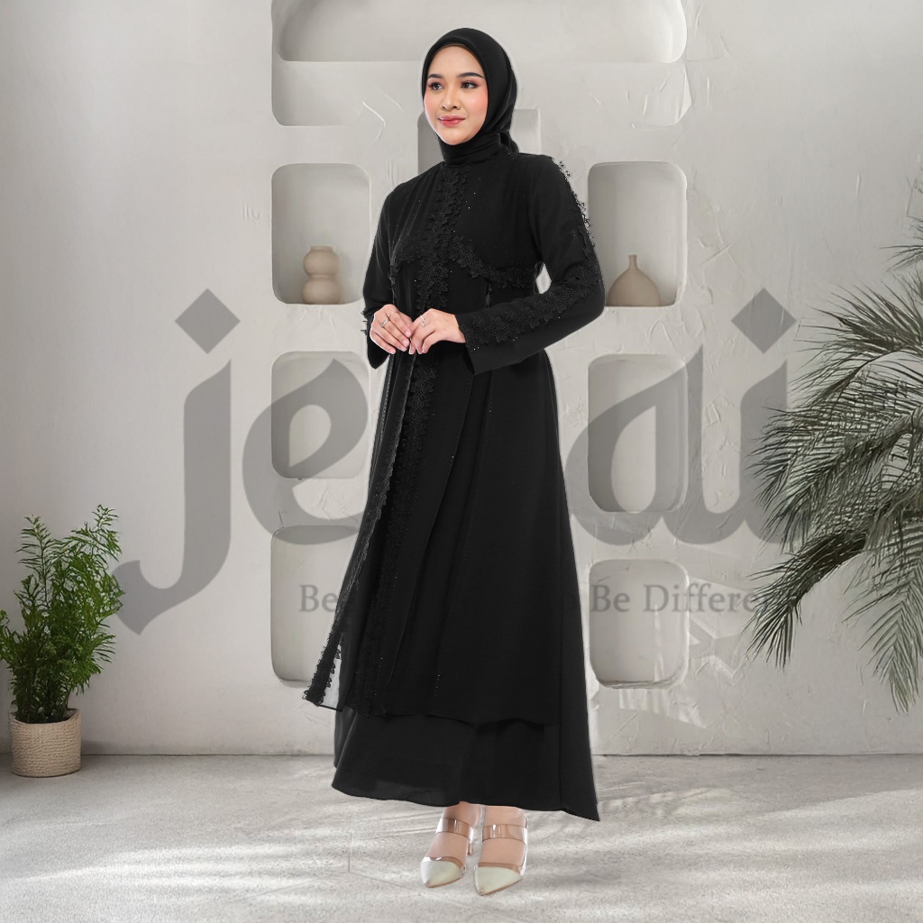 JENAI Gamis abaya hitam turkey terbaru mewah dan elegan