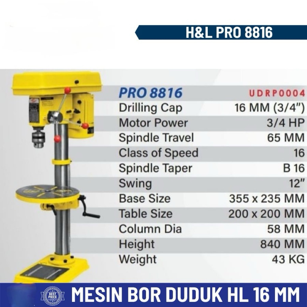 MESIN BOR DUDUK 16Mm hnl pro