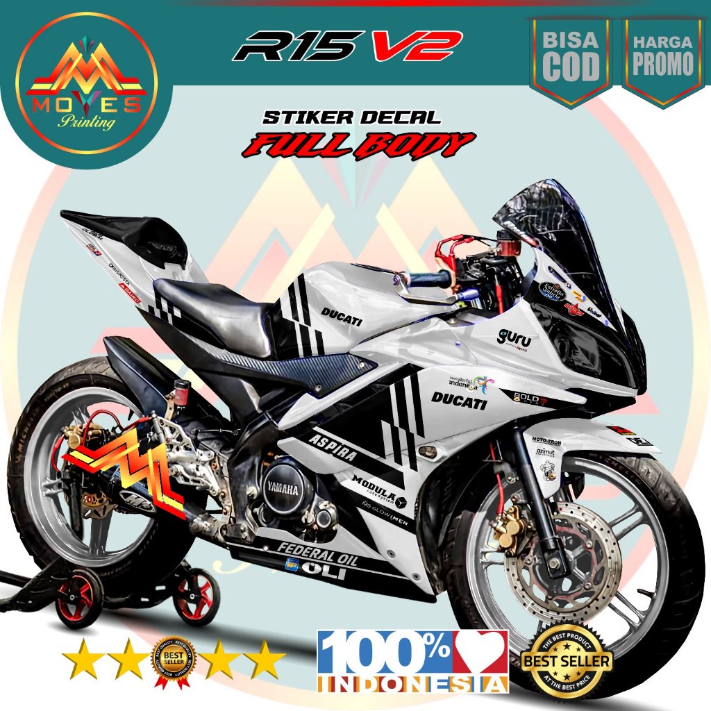 Bayar di tempat / Decal stiker R15 v2 full body - stiker yamaha R15 v2 Ducati