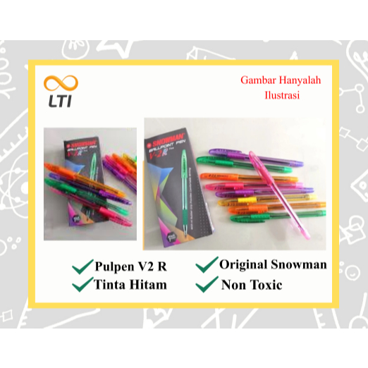 [ PCS ] Pulpen Snowman Rainbow V2 R Ballpoint Snowman Fine Tip Bulpen Warna - MURMER