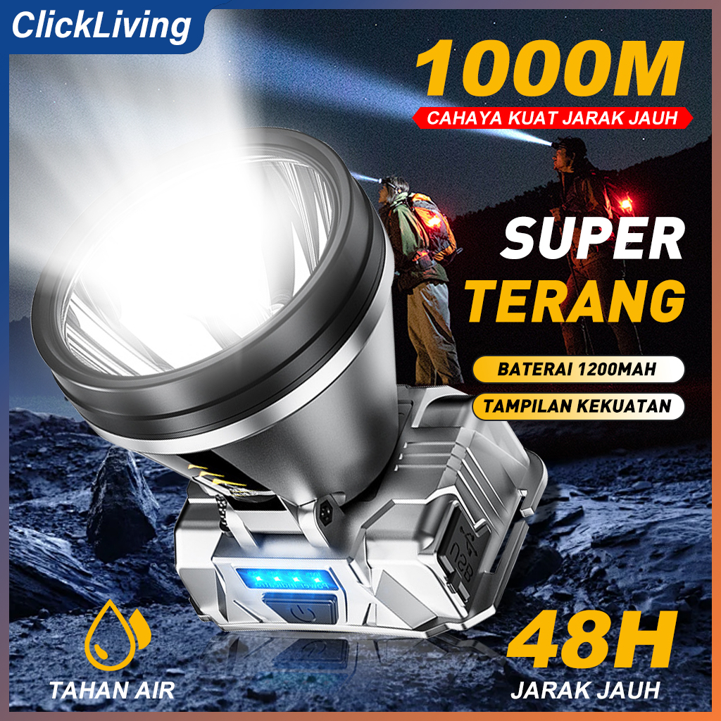 Senter Kepala Super Terang 500 Watt Headlamp Outdoor / Senter Kepala Super Terang
