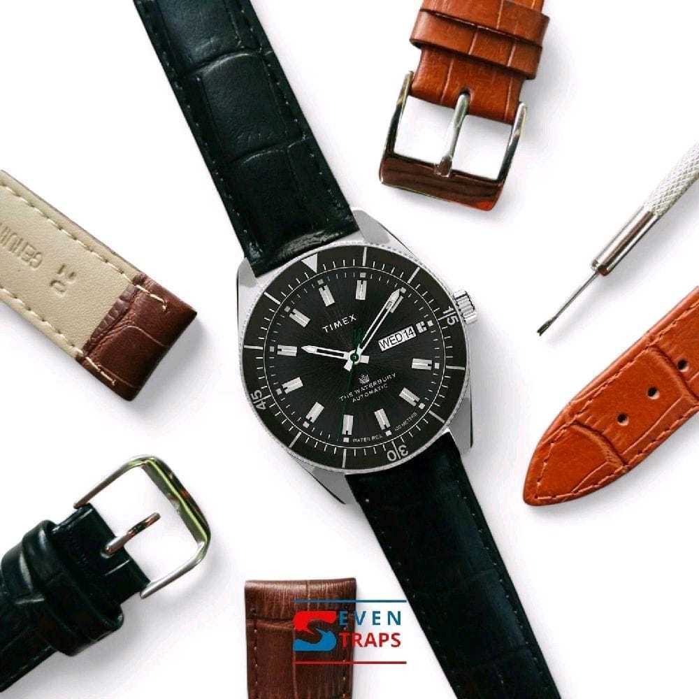 TALI JAM KULIT GENUINE LEATHER STRAP ALLIGATOR PATTERN 20 22mm