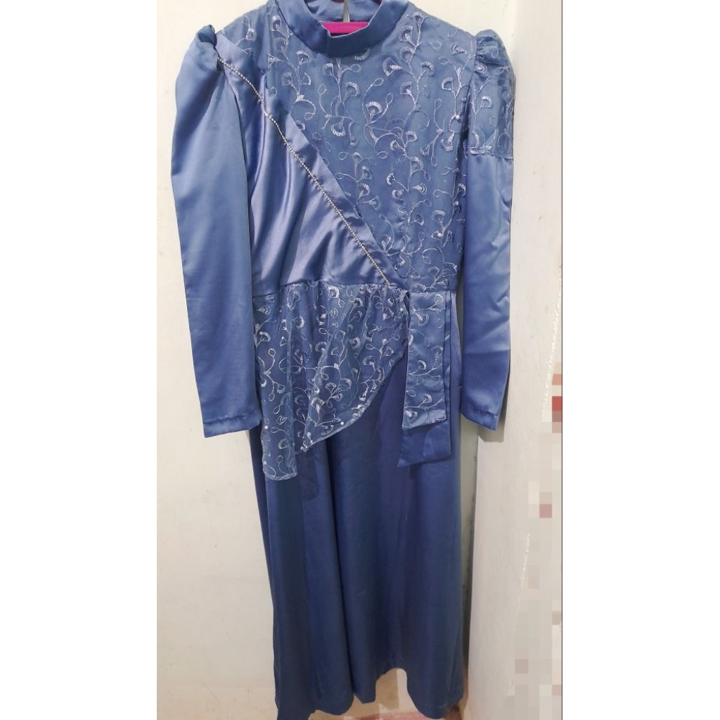 (PRELOVED) GAMIS MIX BROKAT BIRU/DRESS