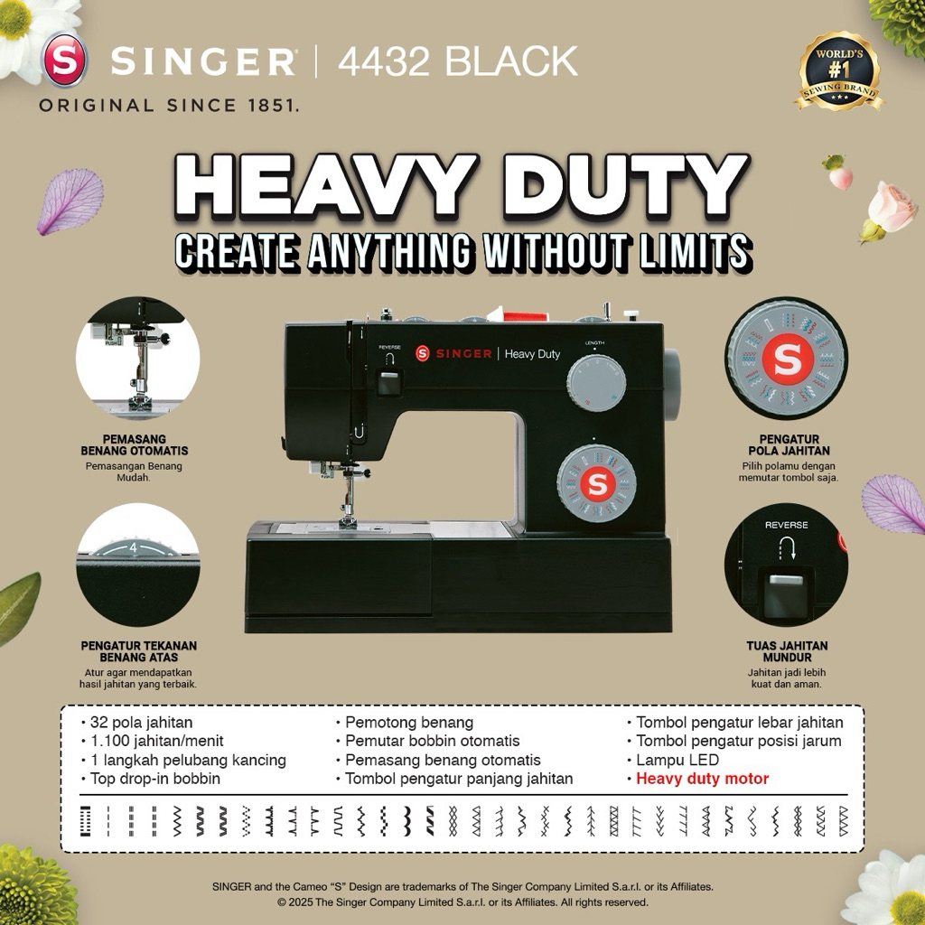 Mesin Jahit Singer Heavy Duty 4432