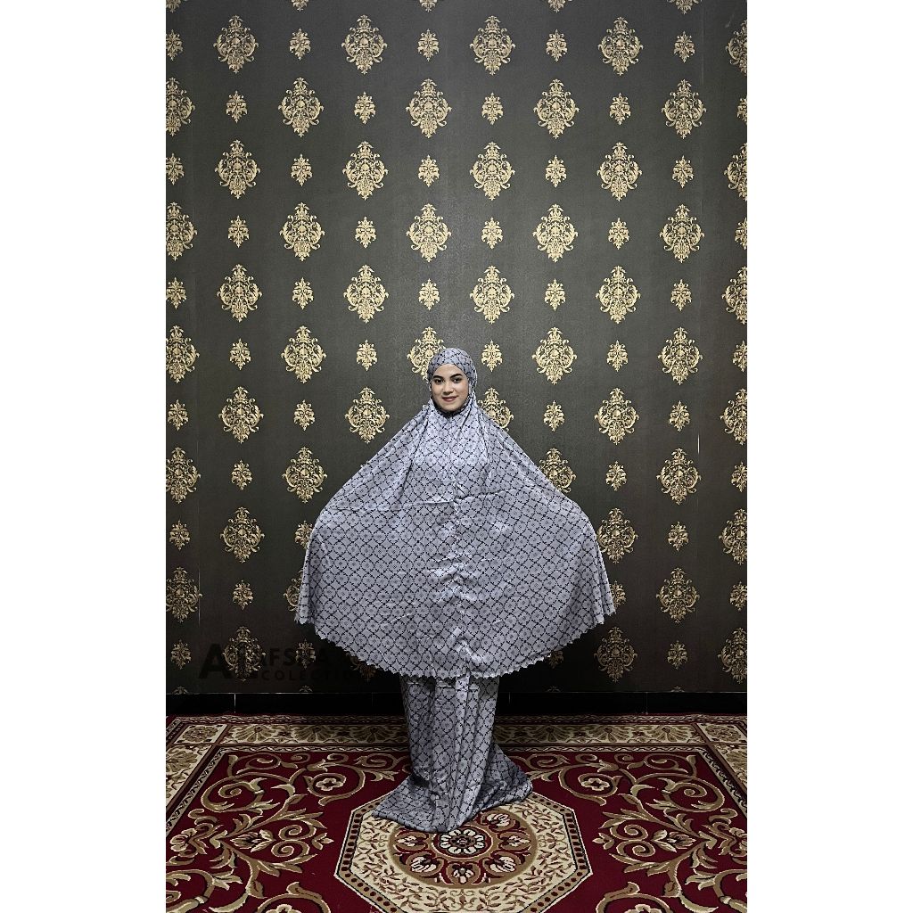 Mukena Al Afsha Mukena Santorini Slik Premium Dewasa Jumbo 2in1 Free Tas