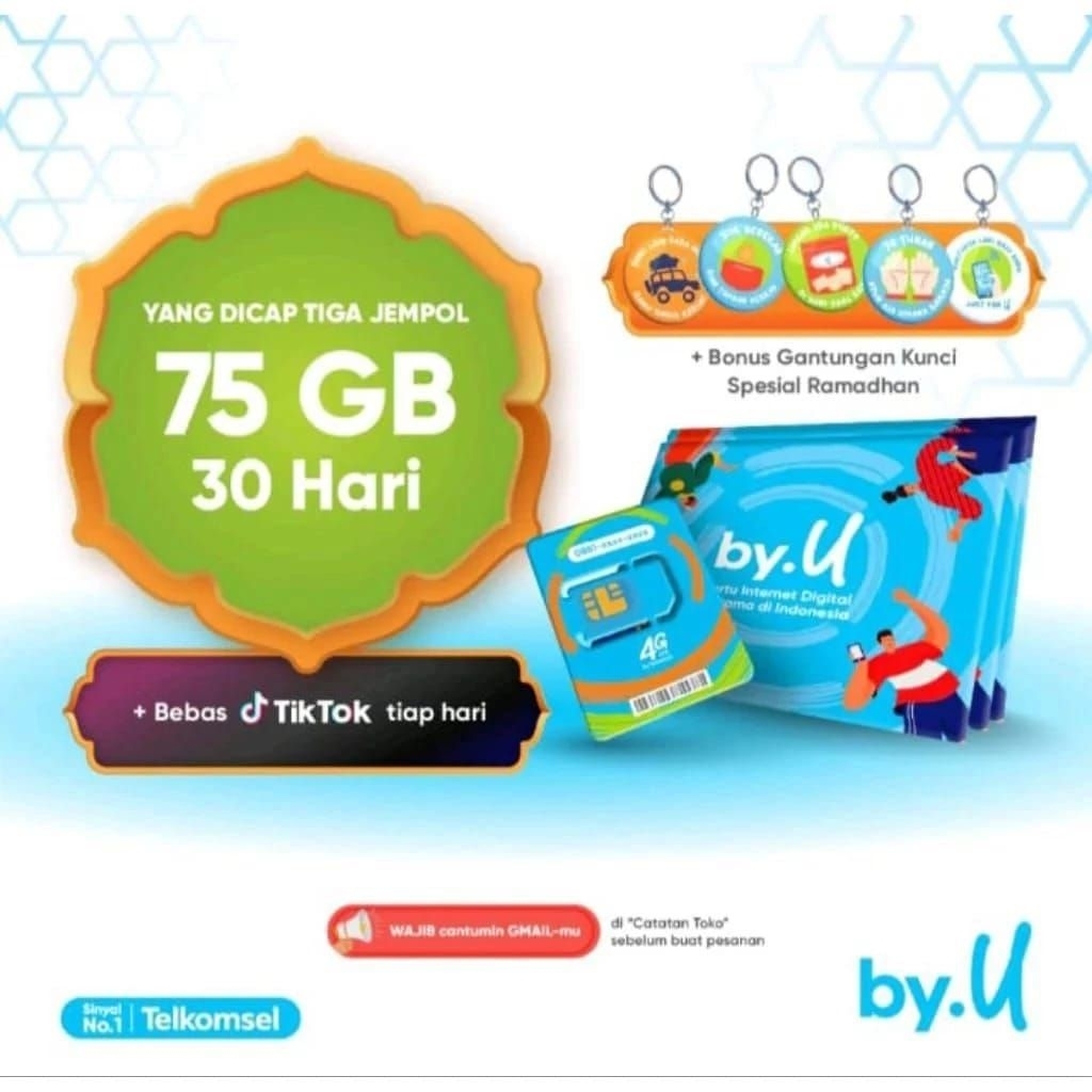 FS - Kartu Perdana Telkomsel By.u 75GB | 30 Hari