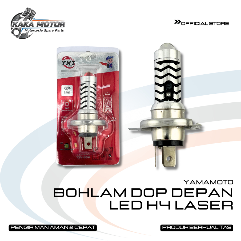 BOHLAM DOP DEPAN LED H4 LASER YAMAMOTO - Lampu depan Dop LED H4 Laser YAMAMOTO