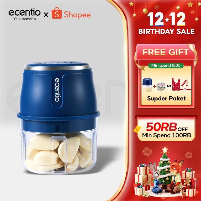 [Bumbu]ecentio Mini Chopper Blender 6 pisau 250ml Portable bumbu Dapur Portable Penumbuk bawang
