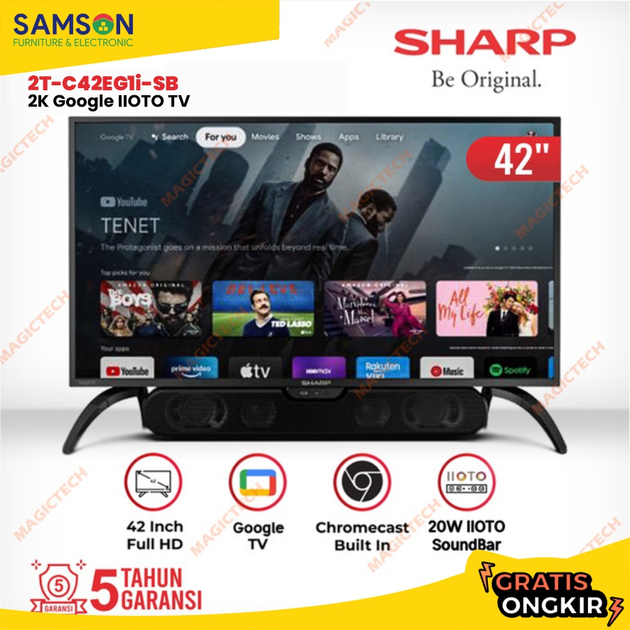TV LED SHARP 42 Inch / 42" 2T-C42EG1i-SB IIOTO SoundBar Google TV FHD
