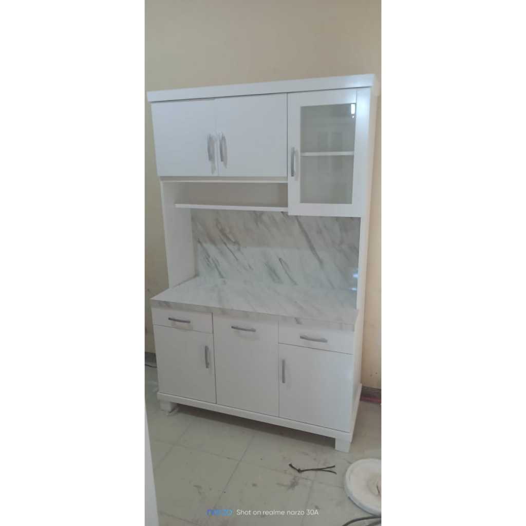 Lemari Sayur 3 Pintu / Rak Piring / Lemari Dapur Blockboard Cat Duco 120x50x190 cm. Bisa custom