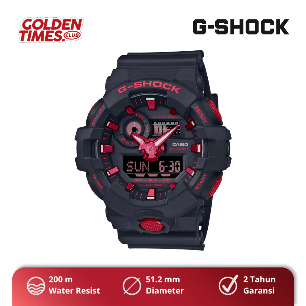 Jam Tangan Pria G-Shock GA-700BNR-1ADR ''Black Red'' BNIB Fullset PROMO