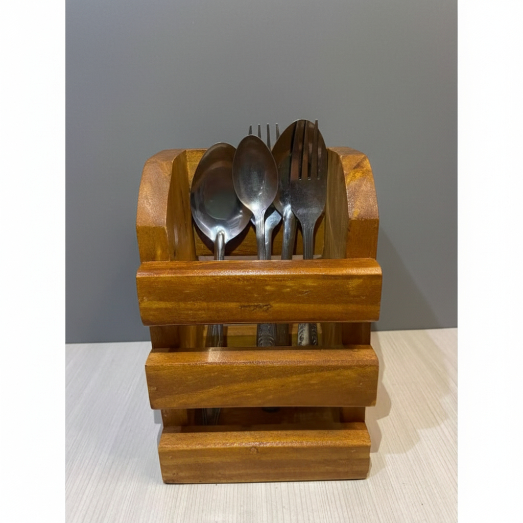 Tempat Sendok Garpu Bahan Kayu Minimalis/Wadah Tempat Sendok Garpu Serbaguna
