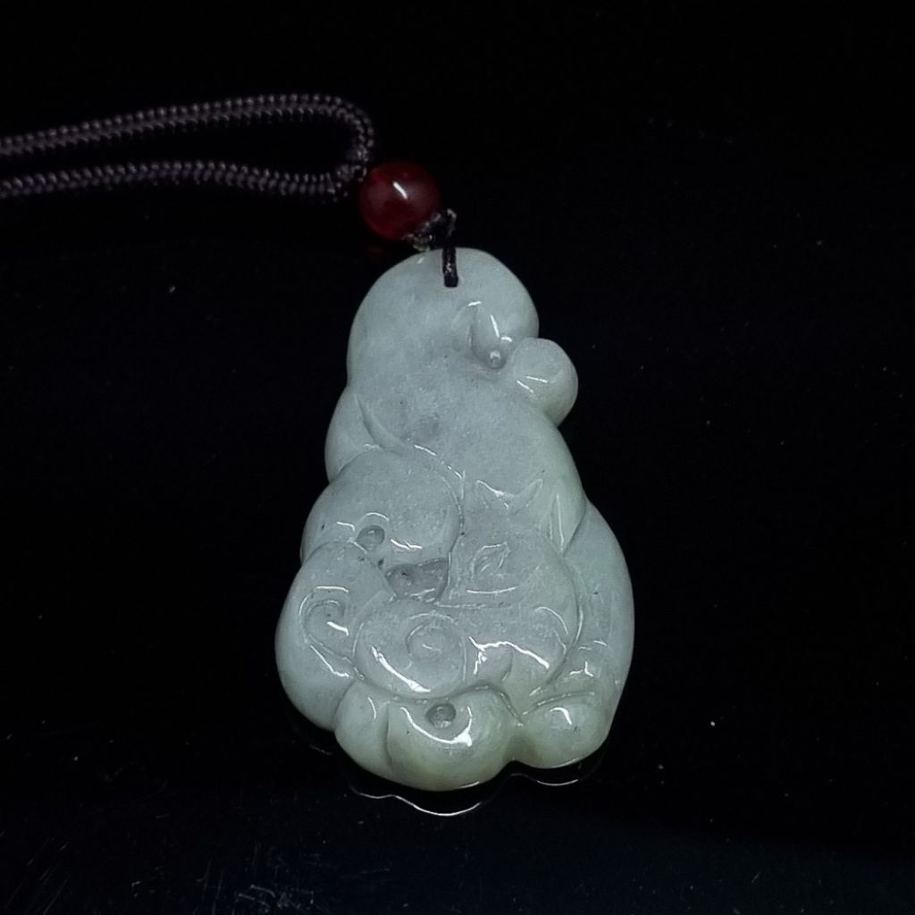 Liontin Jadeite pendant Nine 9 Tail Fox cantik murah natural kolpri