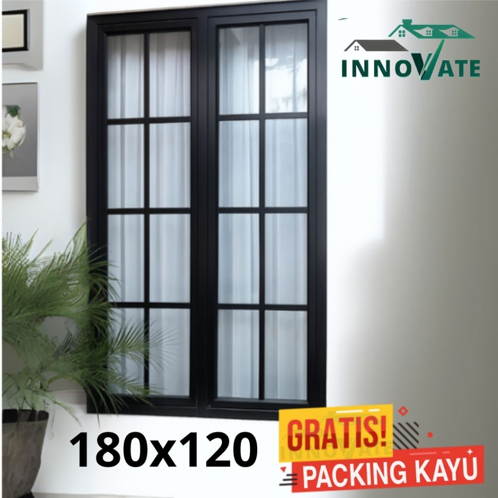 jendela aluminium 180x120 daun Free packing kayu