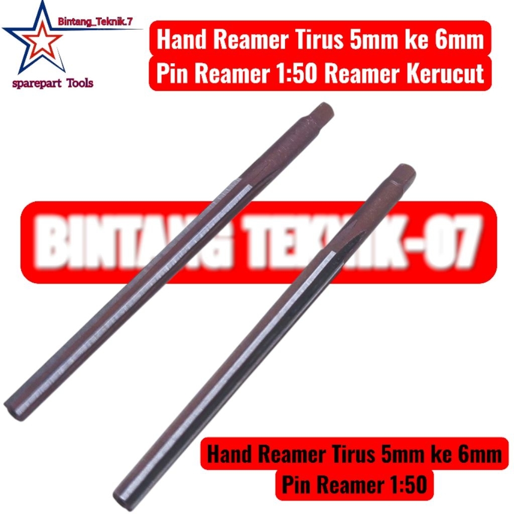Hand Reamer Tirus 5mm ke 6mm Pin Reamer 1:50 Reamer Kerucut