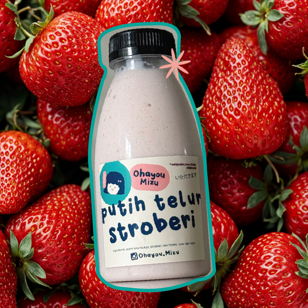Minuman Protein Putih Telur + strawberry, Susu Putih Telur strawberry