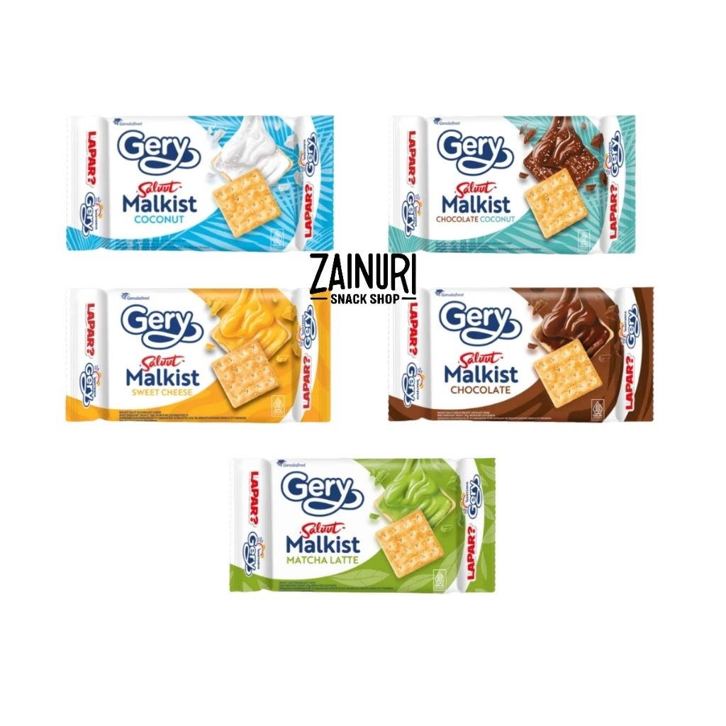 Gery Salut Malkist Rasa Pilihan – 100-110gr (Coconut / Choco Coconut / Sweet Cheese / Chocolate / Ma