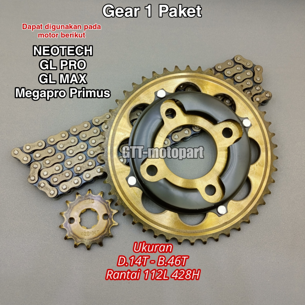 Gearset Gir Paket Megapro Primus Neotech Gl Pro GL Max Gear gir gigi tarik Neotech Megapro Primus
