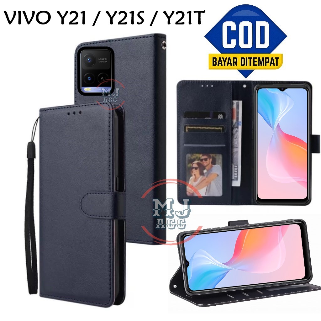 FlipCase Vivo Y21 / Vivo Y21S / Vivo Y21T Leather Case Wallet Premium Casing Dompet Hp Cover Ponsel