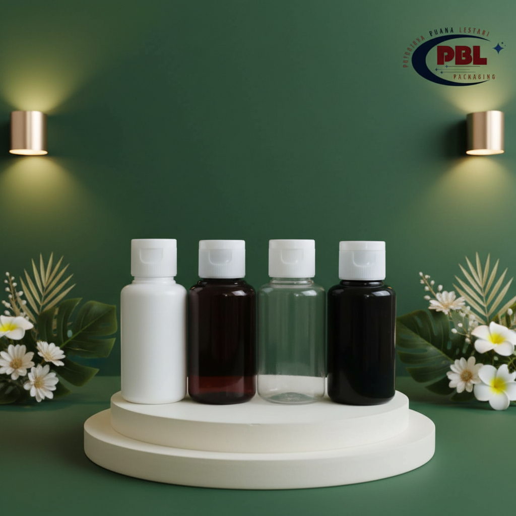 Botol Fliptop 60ml Tubular / Botol Toner 60ml / Botol PET 60ml Tubular Neck 24 Tutup Fliptop Neck 24