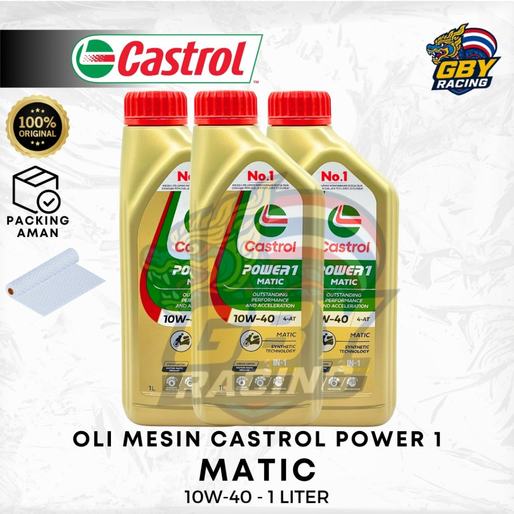 CASTROL Power 1 Matic 10W-40 1L Oli Mesin Motor Scooter Castrol Power 1 Matic 10W 40 1 Liter