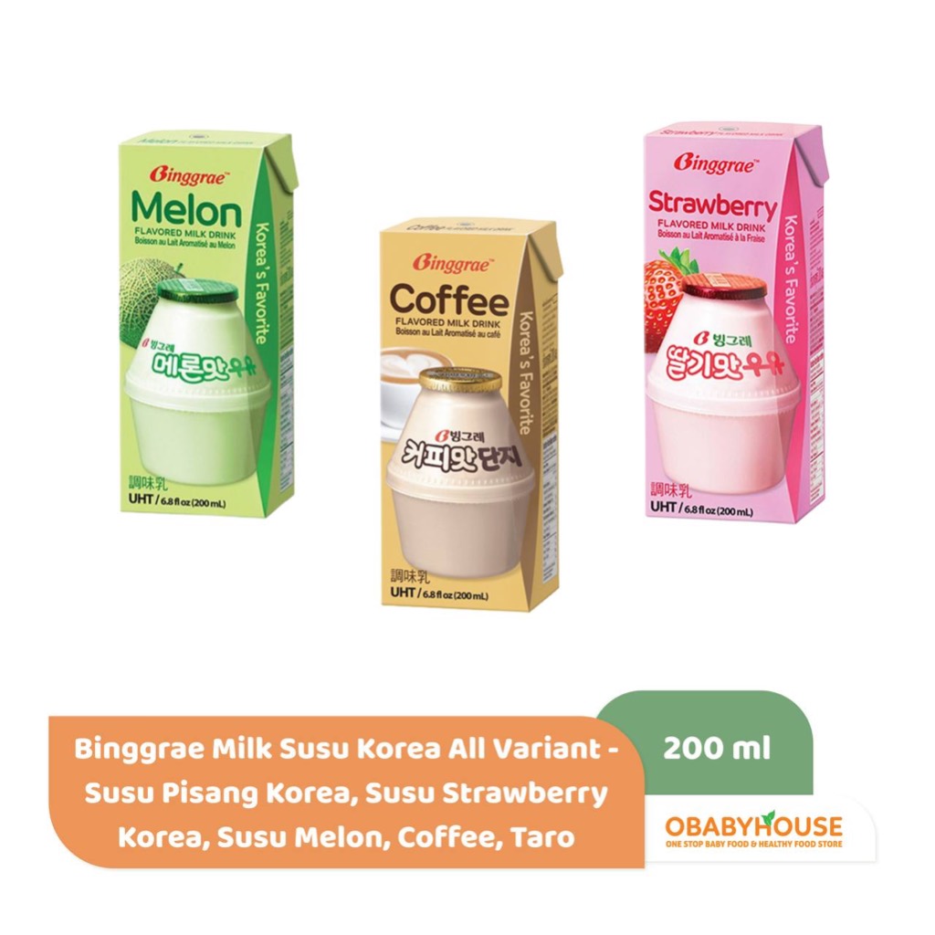 Binggrae Milk Susu Korea All Variant - Susu Pisang Korea, Susu Strawberry Korea, Susu Melon, Coffee,
