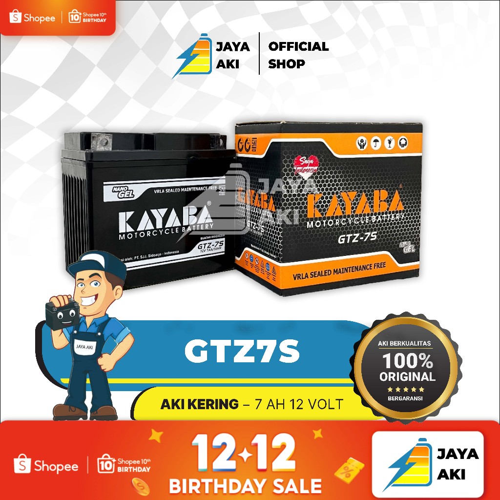 Aki Motor Vario 125 Vario 150 KAYABA GTZ7S 12V 7Ah Accu Kering