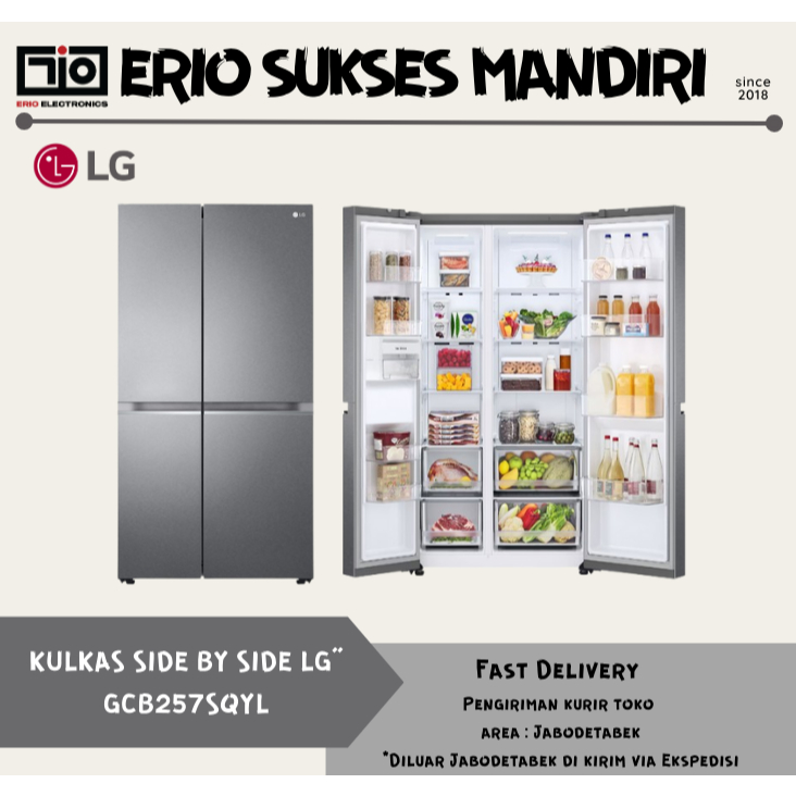 LG GC-B257SQYL KULKAS SIDE BY SIDE 688L GCB257SQYL GCB257JQYL B257JQYL