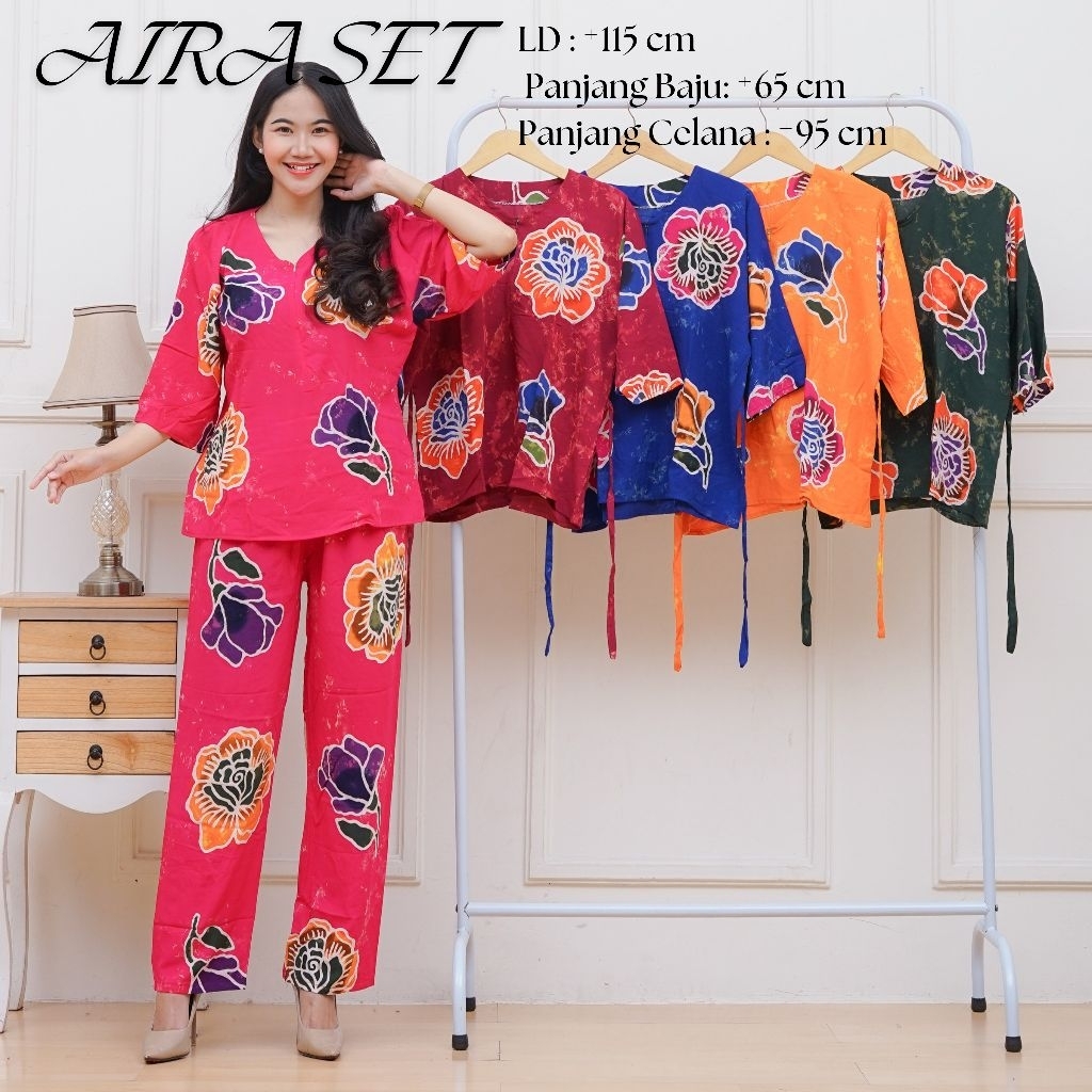 AIRA SET – Setelan Batik Wanita Rayon Adem Kekinian Tali Samping Nyaman Dipakai Harian