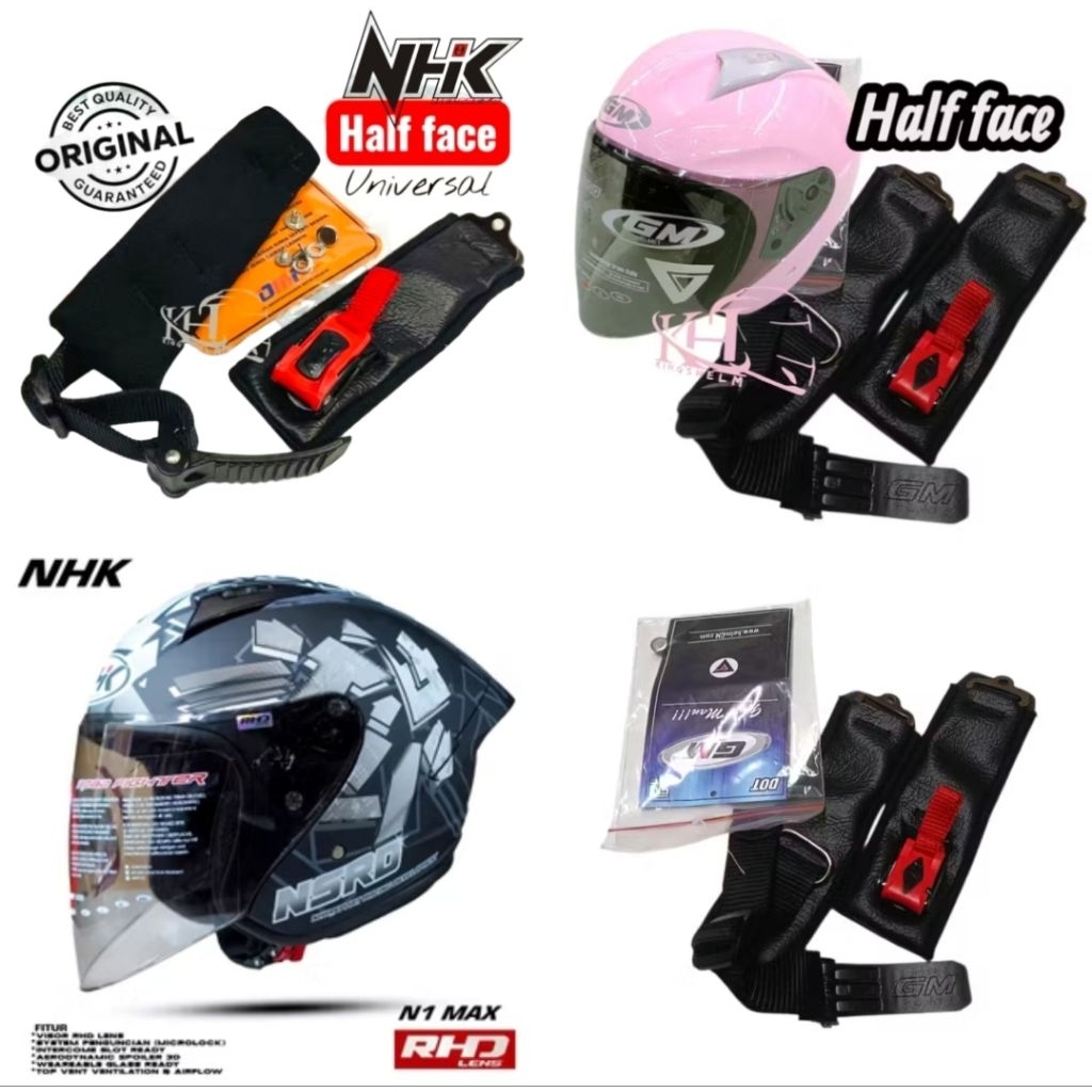Tali Helm Half Face Original dengan Baud Sekrup untuk Helm Half Face Merk GM Original