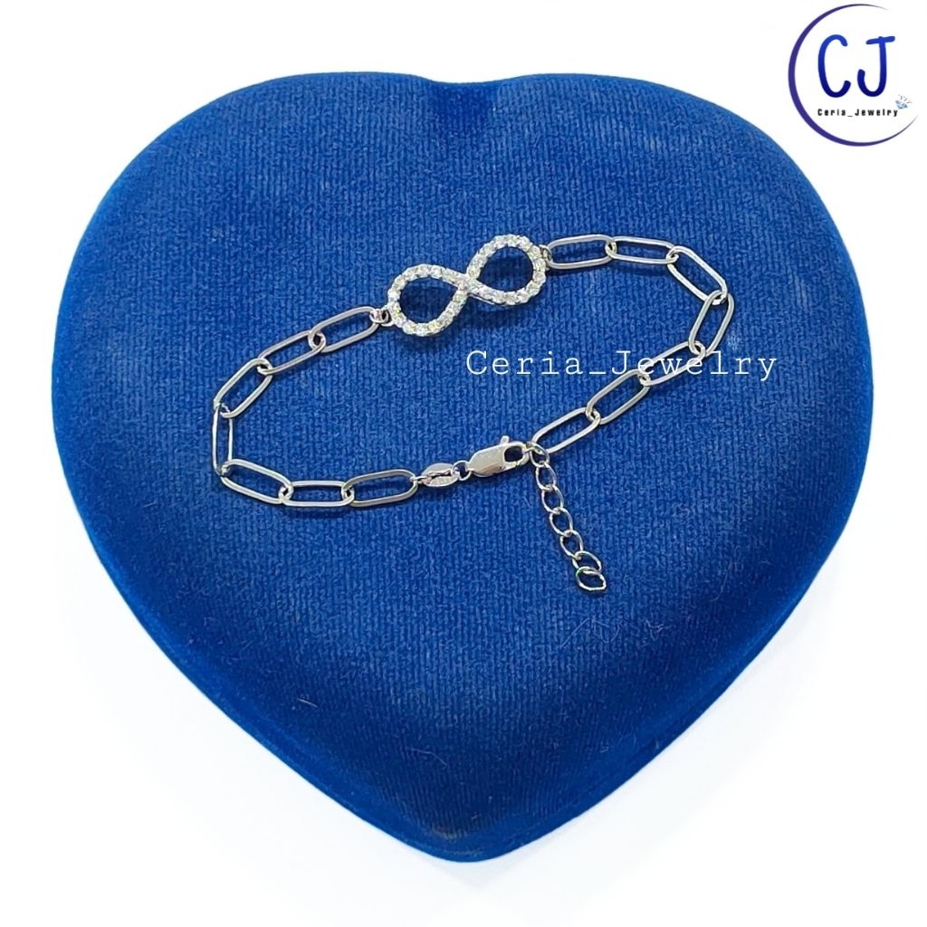 Gelang Perak Asli Silver 925 Lapis Emas Putih Asli - Gelang Anti Karat