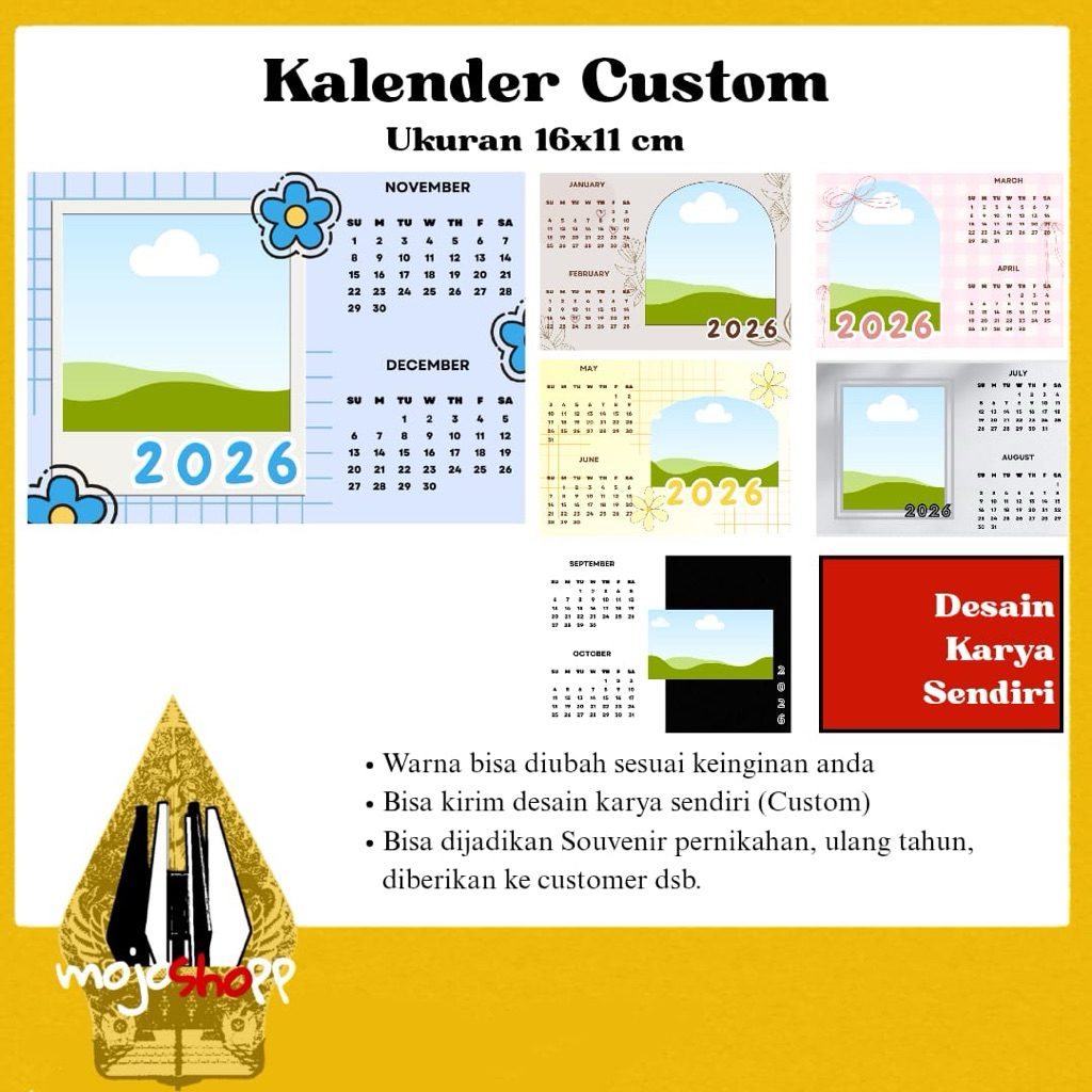 Kalender custom 6 lembar / kalender meja / kalender custom / kalender foto / kalender lucu / kalende