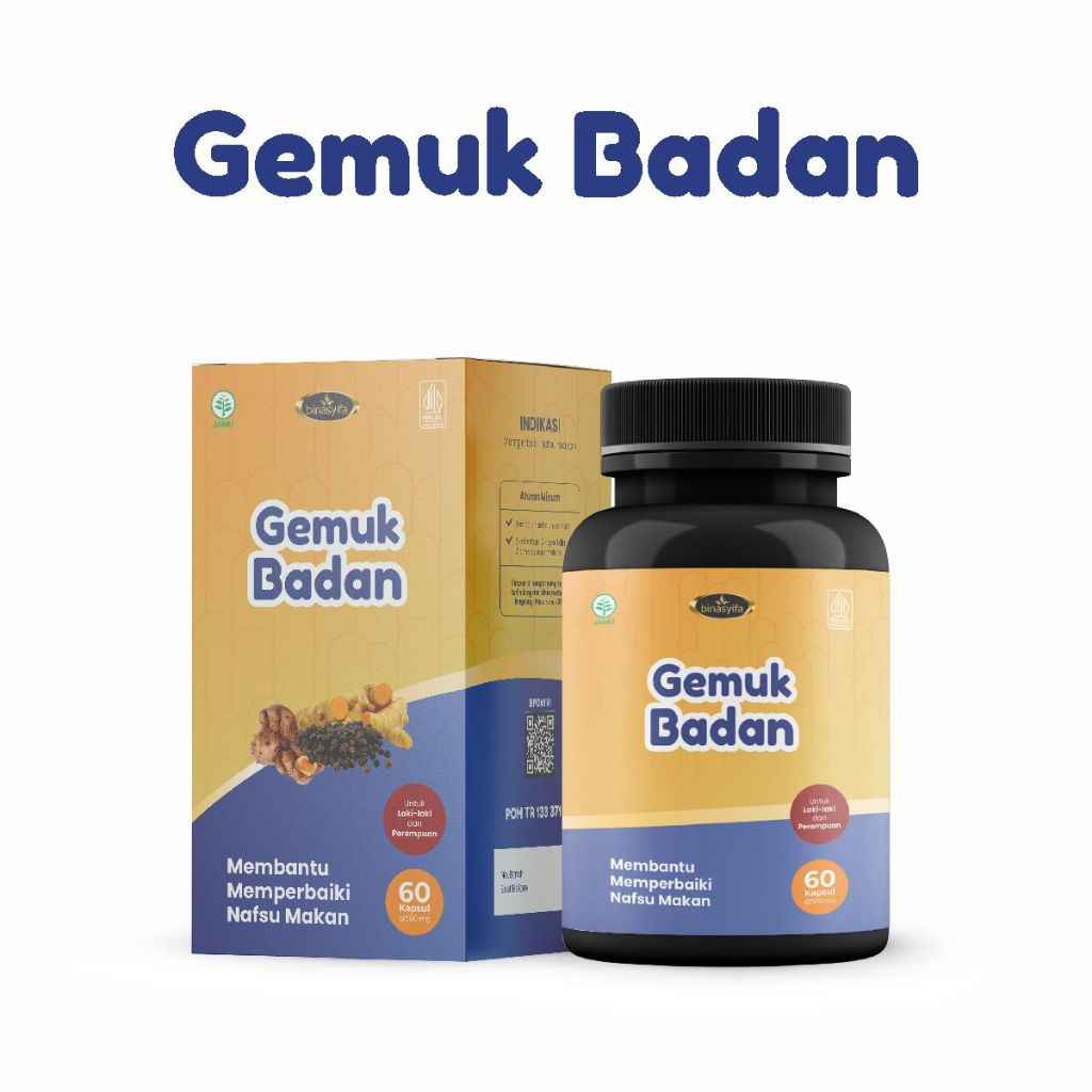 Gemuk Badan Binasyifa 60 Kapsul – Suplemen Penambah Berat Badan Alami & Penggemuk Badan Cepat