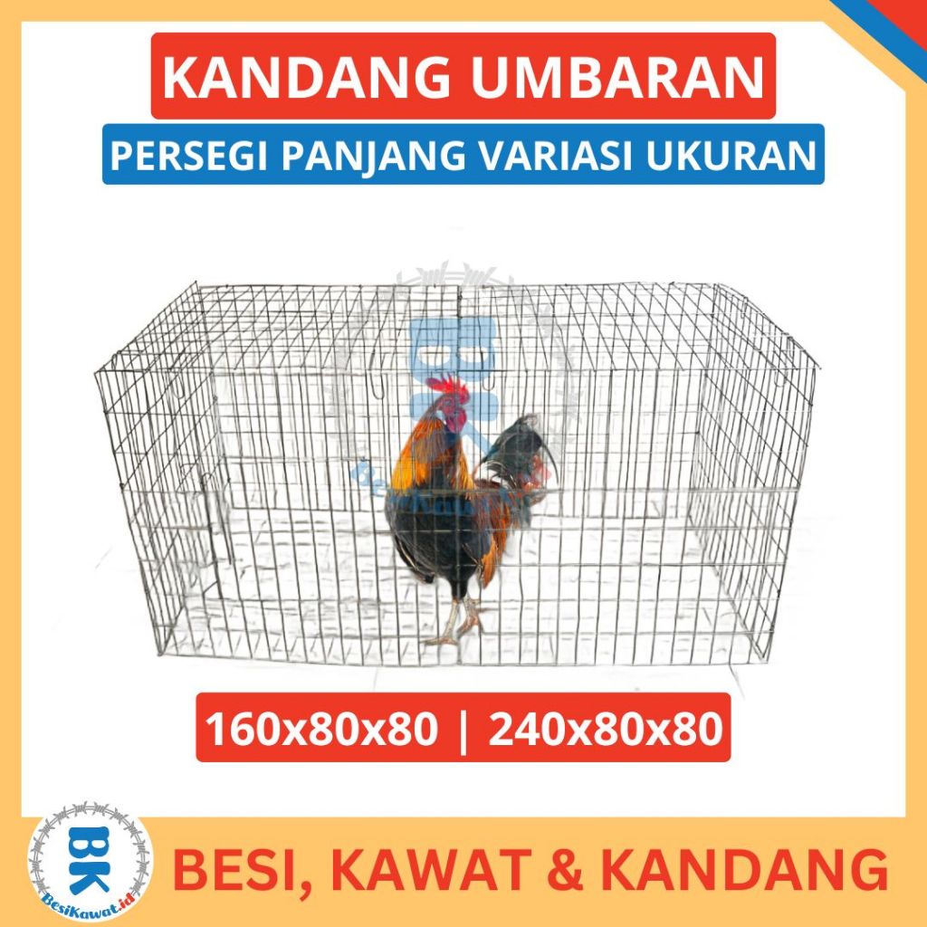 Kandang Ayam Umbaran Galvanis Persegi Panjang | Variasi Ukuran