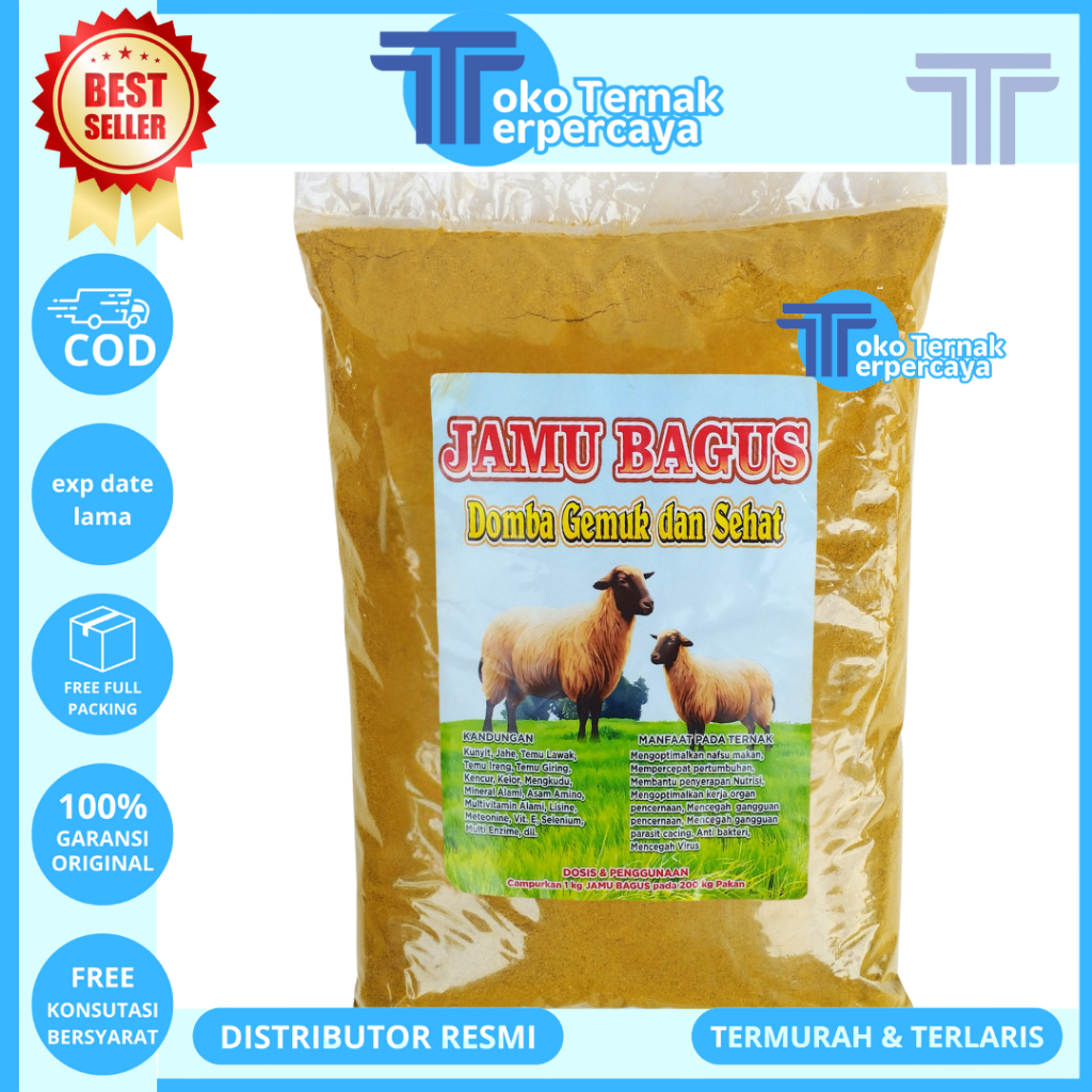 JAMU BAGUS 1 KG - HGP Jamu Ternak Meningkatkan Nafsu Makan & Kesehatan Sapi Kambing Domba