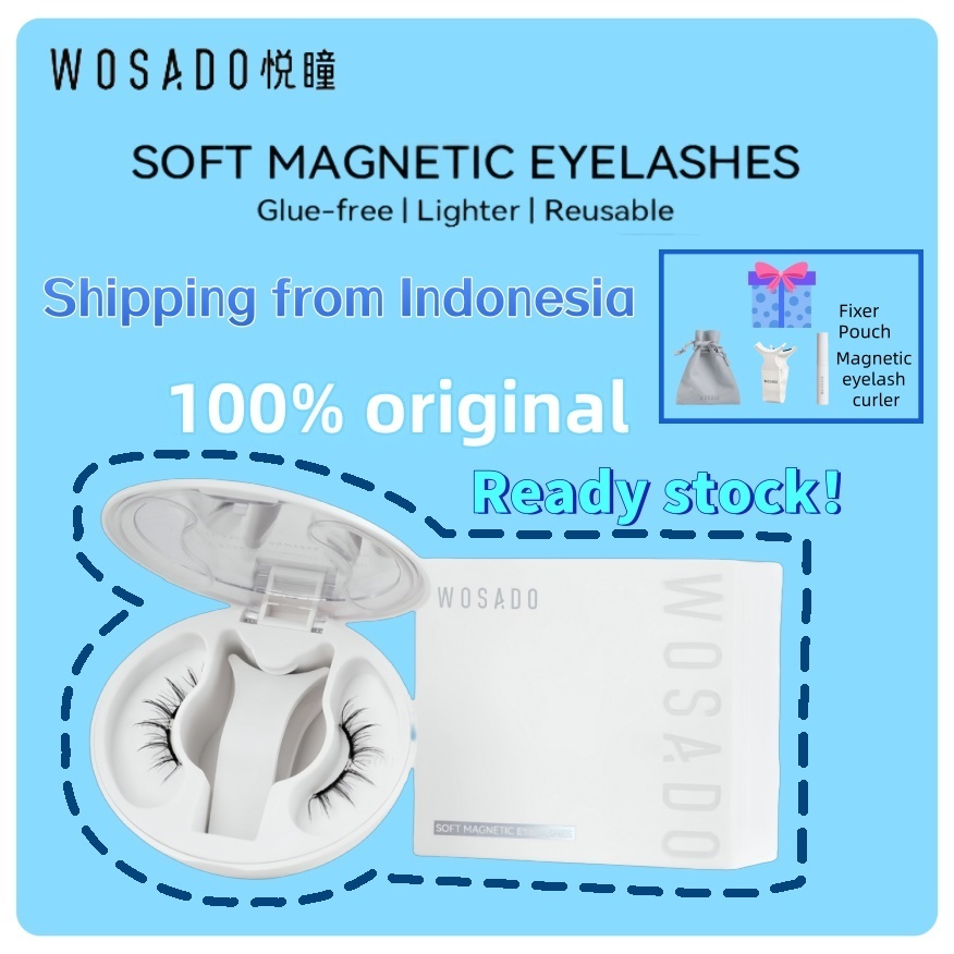 [Free Fixer]WOSADO Magnetic eyelashes 100% Original Reusable Bulu mata magnet tanpa lem Natural Eyel