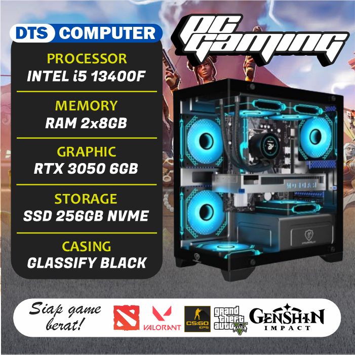 PC Gaming | Intel i5 13400F | RTX 3050 6GB | 256GB NVME | 16G RAM DDR4
