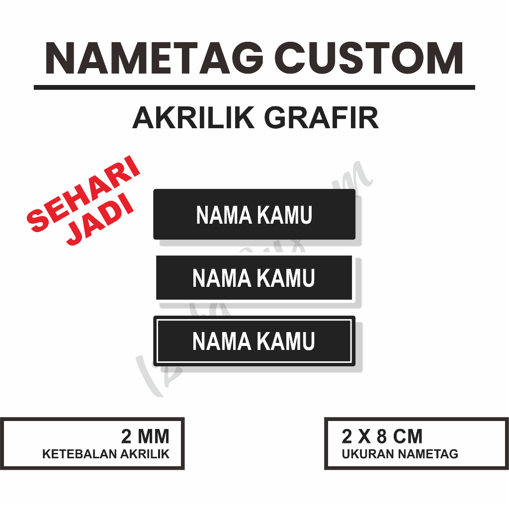 SEHARI JADI  NAME TAG GRAFIR LASER Nametag Akrilik Grafir HITAM DOF Peniti Magnet