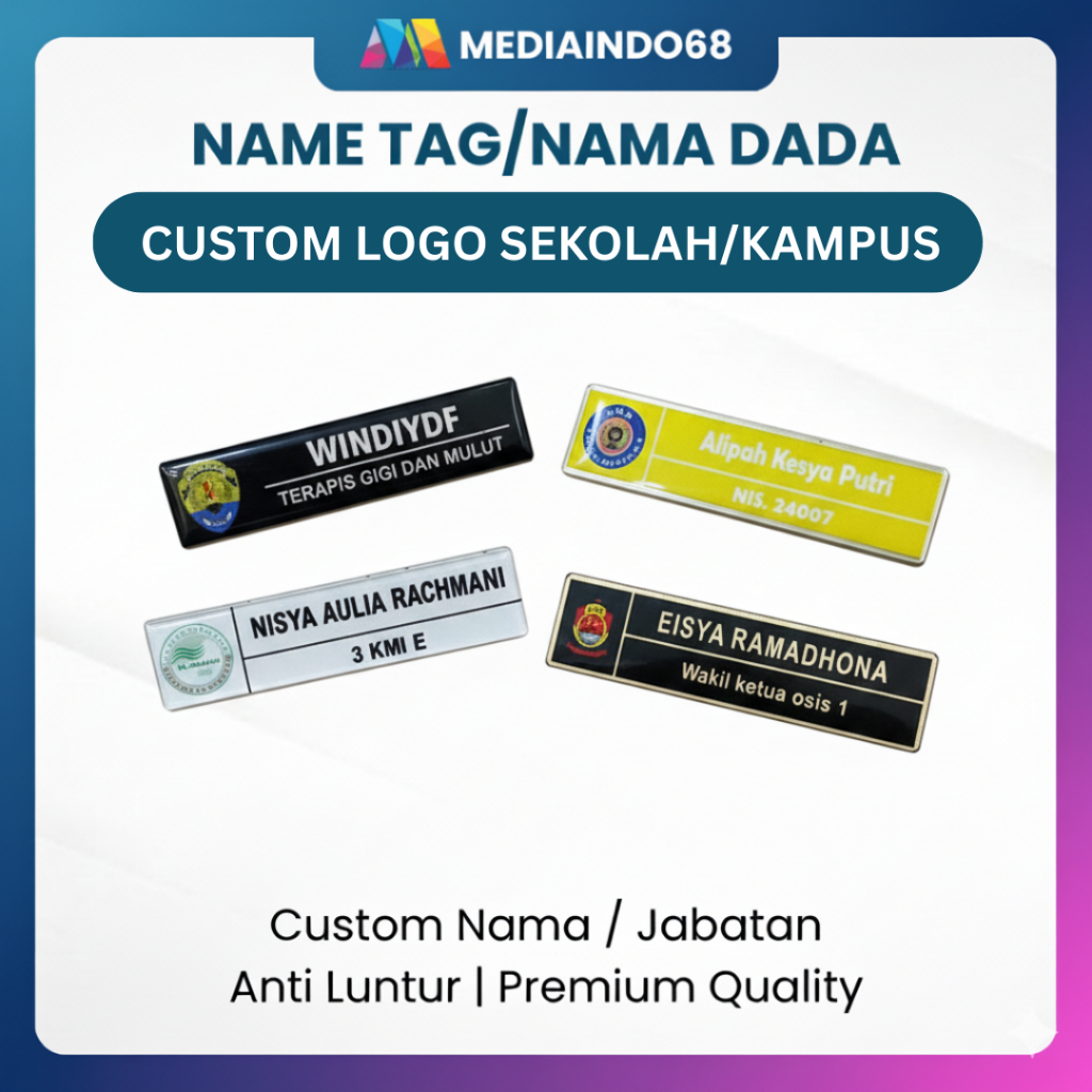 Papan Nama/Name Tag/Nama Dada Sekolah/Mahasiswa Kampus - Proses Cepat