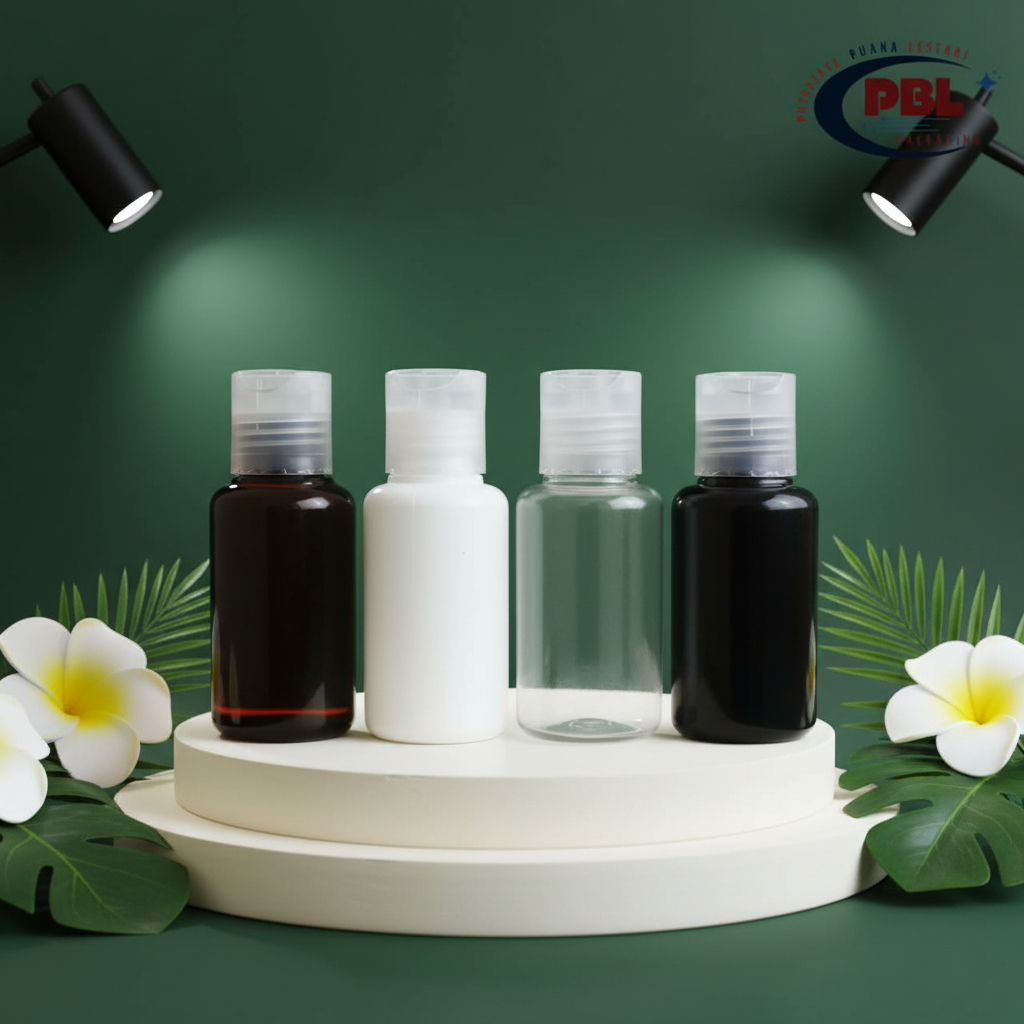 Botol Presstop 60ml Tubular / Botol Toner 60ml / Botol PET 60ml Tubular Neck 24 Tutup Presstop Neck 