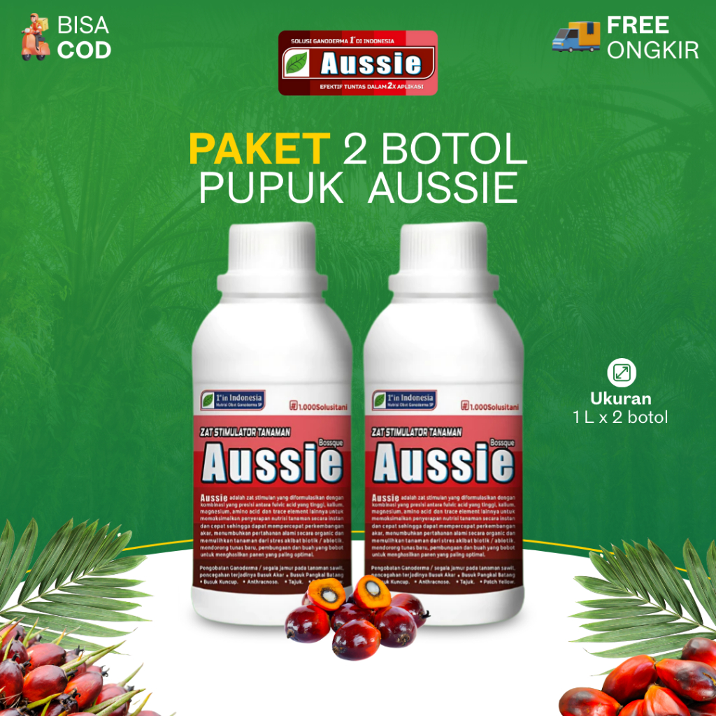 Aussie Paket 2 Botol Pupuk Organik Nutrisi Sawit 1 Liter Anti Jamur Ganoderma Zat Stimulan Tanaman